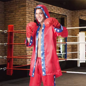 Boxer Kostüm Ali für Herren inkl. Boxer-Handschuhen Gr. 52 rot SALE Boxermantel Fasching Karneval Mottoparty