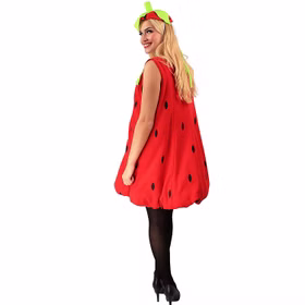 Erdbeer Kostüm Kleid Erdbeere rot für Damen Gr. S-L Frucht Obst süßes Früchtchen Fasching Karneval Mottoparty Gruppenkostüm