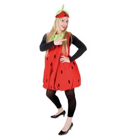 Erdbeer Kostüm Kleid Erdbeere rot für Damen Gr. S-L Frucht Obst süßes Früchtchen Fasching Karneval Mottoparty Gruppenkostüm