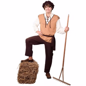 Mittelalter Kostüm Bauer Knecht für Herren Gr. 50-60 beige Fasching Karneval Mottoparty Mittelalter-Mode Mittelalterfest Ritterfest