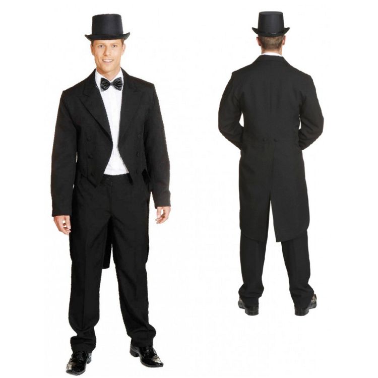 Frack schwarz mit Futterstoff & Satinkragen für Herren Frack mit Futterstoff & Satinkragen für Herren Gr. 46-58 schwarz Fasching Karneval Mottoparty 20er Jahre Charleston