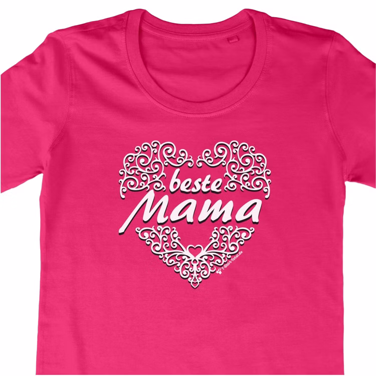 Damen T-Shirt pink Gr. S-XXL mit Herz-Aufdruck Beste Mama Muttertag SALE Geschenkidee Frauen Mama Damen T-Shirt pink Gr. S-XXL mit Herz-Aufdruck Beste Mama Muttertag SALE Geschenkidee Frauen Mama
