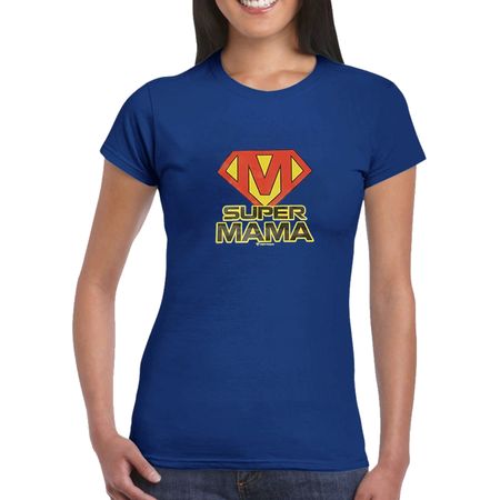 Super Mama T-Shirt blau Muttertag Geburtstag für Damen