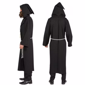 Mönch Kostüm Kutte schwarz Klosterbruder für Herren Gr. 50-62 Geistlicher Religion Fasching Karneval Mottoparty Mittelalter Mittelalterfest