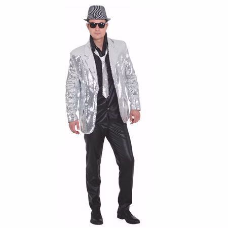 Showjacket Paillettenjacke silber Kostüm Casino 20er Jahre Las Vegas Jacket Sakko Showjacket Paillettenjacke silber Kostüm Casino 20er Jahre Las Vegas Jacket Sakko