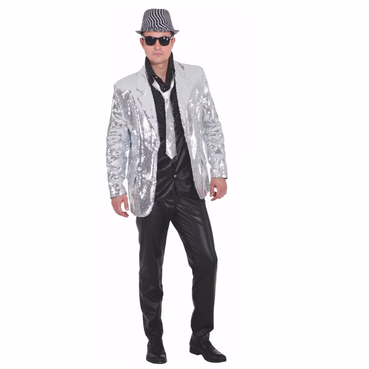 Showjacket Paillettenjacke silber Kostüm Casino 20er Jahre Las Vegas Jacket Sakko Showjacket Paillettenjacke silber Kostüm Casino 20er Jahre Las Vegas Jacket Sakko