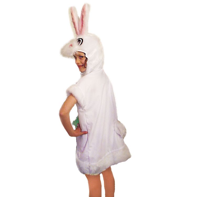 Hasen Kostüm für Kinder Kleid Gr. 104-140 weiß Tier Fasching Karneval Mottoparty Ostern Osterhase Mädchen