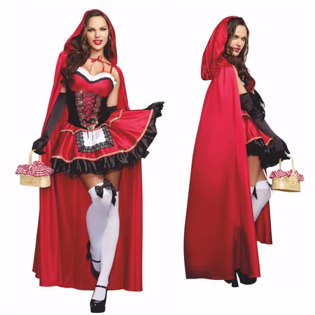 Rotkäppchen Kostüm Deluxe für Damen Gr. S- 3XL Kleid mit Umhang rot Märchen Fasching Karneval Mottoparty Rotkäppchen Kostüm Deluxe für Damen Gr. S- 3XL Kleid mit Umhang rot Märchen Fasching Karneval Mottoparty
