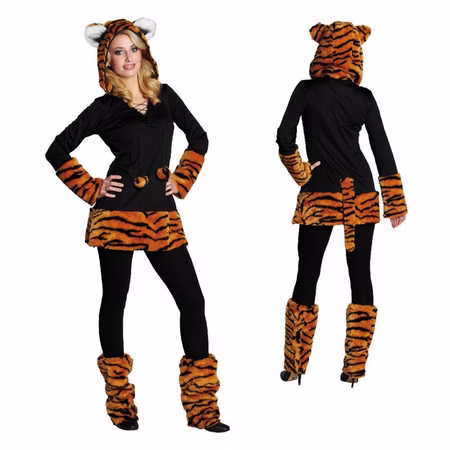 Tiger Kostüm Wildkatze Lilly für Damen Gr. 32-48 Damen Kleid mit Stulpen Tier Tierkostüm Katze Fasching Karneval Mottoparty Tiger Kostüm Wildkatze Lilly für Damen Gr. 32-48 Damen Kleid mit Stulpen Tier Tierkostüm Katze Fasching Karneval Mottoparty