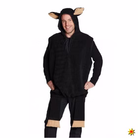 Schaf Kostüm schwarzes Schaf für Erwachsene Gr. S-XL Tier Paarkostüm Tierkostüm Bauernhof Sheep Fasching Karneval Mottoparty