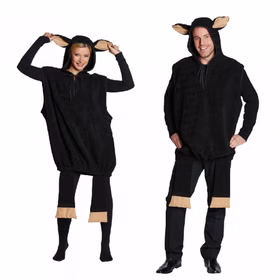 Schaf Kostüm schwarzes Schaf für Erwachsene Gr. S-XL Tier Paarkostüm Tierkostüm Bauernhof Sheep Fasching Karneval Mottoparty