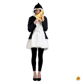 Pinguin Kostüm Mantel mit Schal für Damen Gr. S- XL Mantel mit Schal Tier Tierkostüm Fasching Karneval Mottoparty