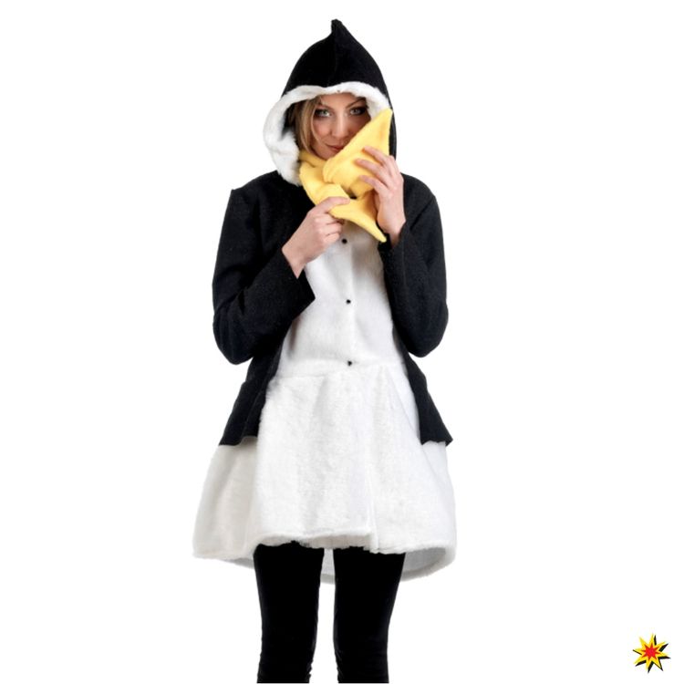 Pinguin Kostüm Mantel mit Schal für Damen Pinguin Kostüm Mantel mit Schal für Damen Gr. S- XL Mantel mit Schal Tier Tierkostüm Fasching Karneval Mottoparty