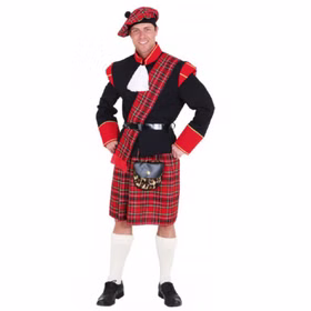 Schotten Kostüm Colin Mc Glenn für Herren Gr. 50-60 rot-kariert Schottenrock Kilt Fasching Karneval Mottoparty Andere Länder Schottland 
