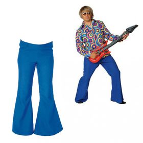 Hippie Schlaghose blau für Herren Gr. 48-58 70er Flower Power Fasching Karneval Schlagermove Mottoparty