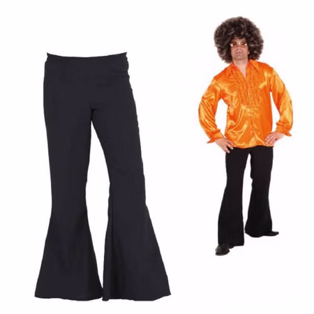 Schlaghose Schwarz Hippie 70er Jahre für Herren Gr. 48-58 Kostüm-Zubehör SALE Fasching Karneval Mottoparty Schlagermove Schlaghose Schwarz Hippie 70er Jahre für Herren