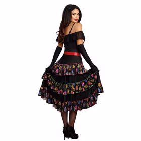 La Catrina Kostüm Lady of the Dead für Damen Gr. L-3XL Kleid Halloween Fasching Karneval Mottoparty andere Länder Mexiko Tag der Toten