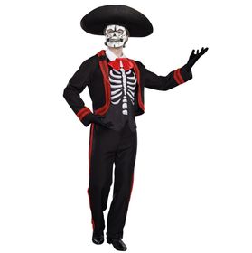 Mariachi Halloween Kostüm Tag der Toten für Herren Gr. M-XL schwarz SALE Fasching Karneval Mottoparty Halloween