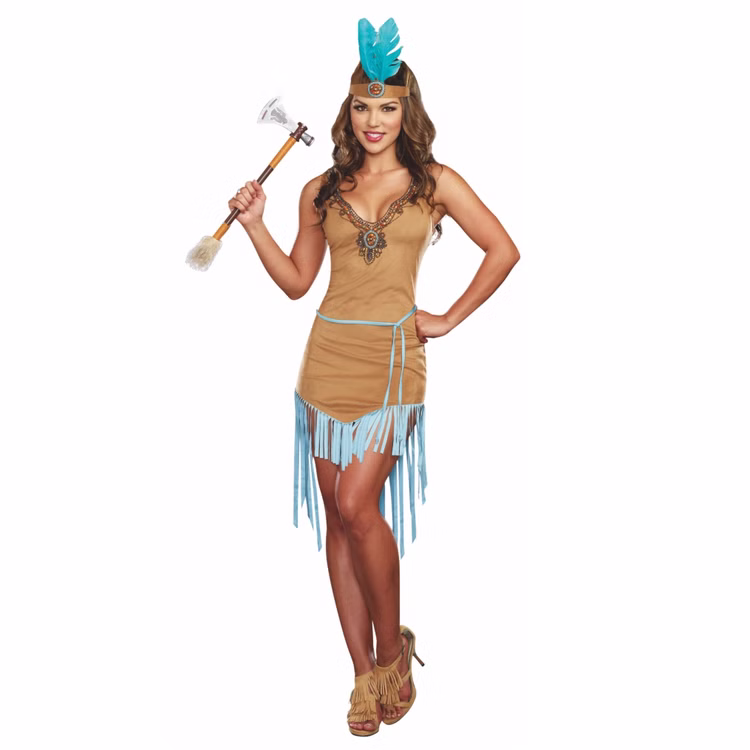 Indianerin Kostüm Milou für Damen Gr. M-XL Kleid Stirnband braun türkis Wilder Westen Indianer indigene Ureinwohner Fasching Karneval Mottoparty Indianerin Kostüm Milou für Damen Gr. M-XL Kleid Stirnband braun türkis Wilder Westen Indianer indigene Ureinwohner Fasching Karneval Mottoparty