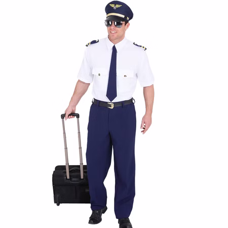 Piloten Kostüm für Herren Gr. 46-60 blau-weiß Uniform Fasching Karneval Mottoparty Piloten Kostüm für Herren Gr. 46-60 blau-weiß Uniform Fasching Karneval Mottoparty