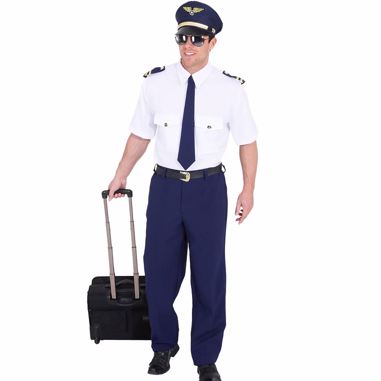 Piloten Kostüm für Herren Gr. 46-60 blau-weiß Uniform Fasching Karneval Mottoparty Piloten Kostüm für Herren Gr. 46-60 blau-weiß Uniform Fasching Karneval Mottoparty