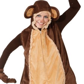 Affen Kostüm cheeky Monkey für Erwachsene Gr. M-XL braun Tier unisex Fasching Karneval Mottoparty Paar- und Gruppenkostüm Schimpanse Tierkostüm