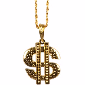 Pimp Kette mit Dollar-Zeichen gold 45 cm lang Kostüm-Zubehör Proll Kette Accessoire Fasching Karneval Mottoparty Pimp Kette mit Dollar-Zeichen gold 45 cm lang Kostüm-Zubehör Proll Kette Accessoire Fasching Karneval Mottoparty