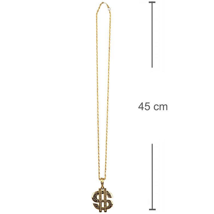 Pimp Kette mit Dollar-Zeichen gold 45 cm lang Kostüm-Zubehör Proll Kette Accessoire Fasching Karneval Mottoparty 