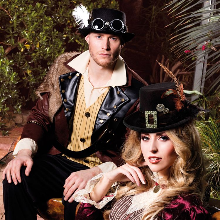 Steampunk Hut schwarz KW 59 cm mit Brille für Erwachsene Kostüm-Zubehör für Damen und Herren Fasching Karneval Mottoparty Steampunk Zylinder