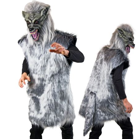 Wolf Kostüm grauer Wolf Isegrim mit Maske für Herren