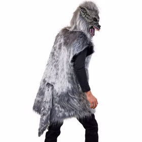 Wolf Kostüm grauer Wolf Isegrim mit Maske für Herren Gr. L-XL Overall Werwolf Tier Tierkostüm Fasching Karneval Mottoparty Märchen Paarkostüm Rotkäppchen und der böse Wolf Halloween
