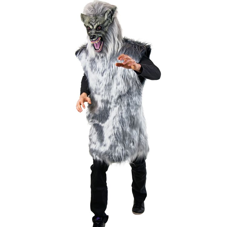Wolf Kostüm grauer Wolf Isegrim mit Maske für Herren Wolf Kostüm grauer Wolf Isegrim mit Maske für Herren Gr. L-XL Overall Werwolf Tier Tierkostüm Fasching Karneval Mottoparty Märchen Paarkostüm Rotkäppchen und der böse Wolf Halloween