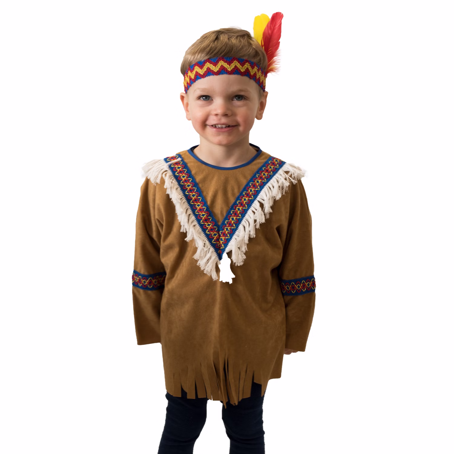 Indianer Kostüm Kleine Feder für Kinder Gr. 86-104 braun Fasching Wilder Westen Fasching Karneval Mottoparty Kindergeburtstag