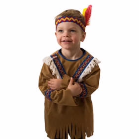 Indianer Kostüm Kleine Feder für Kinder Gr. 86-104 braun Fasching Wilder Westen Fasching Karneval Mottoparty Kindergeburtstag