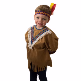Indianer Kostüm Kleine Feder für Kinder Gr. 86-104 braun Fasching Wilder Westen Fasching Karneval Mottoparty Kindergeburtstag