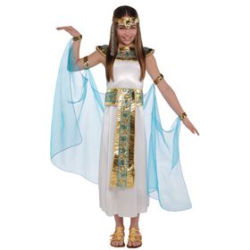 Cleopatra Kostüm Ägypterin für Kinder 6-8 Jahre Kleid weiß-hellblau Antika Andere Länder Fasching Karneval Mottoparty Kinderfasching 