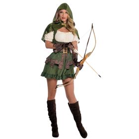 Robin Hood Kostüm Jägerin des Waldes für Damen Gr. 32-50 Kleid grün Paarkostüm Mittelalter Fasching Karneval Mottoparty