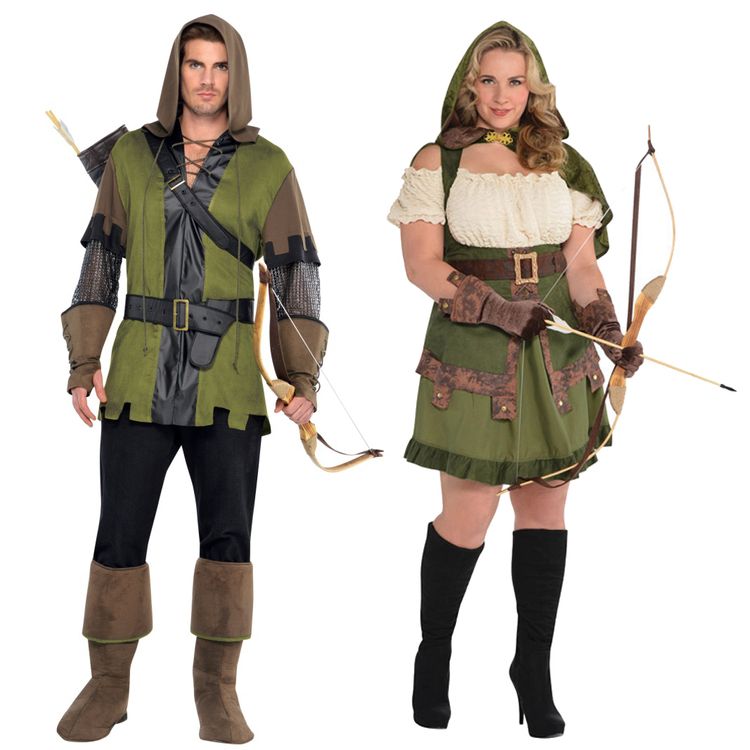 Robin Hood Kostüm Jägerin des Waldes für Damen Gr. 32-50 Kleid grün Paarkostüm Mittelalter Fasching Karneval Mottoparty