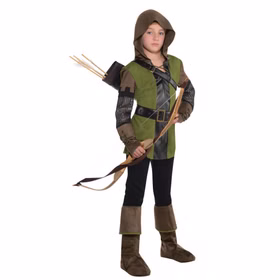 Robin Hood Kostüm für Kinder 8-14 Jahre grün Räuber Fasching Karneval Mottoparty Kinderfasching Kindergeburtstag