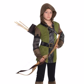 Robin Hood Kostüm für Kinder 8-14 Jahre grün Räuber Fasching Karneval Mottoparty Kinderfasching Kindergeburtstag