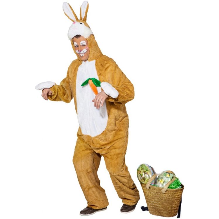 Hasen Kostüm Osterhase Plüsch für Erwachsene Gr. S-XL Tier braun Ostern Tierkostüm Hase Unisex Fasching Karneval Mottoparty