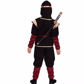 Ninja Kostüm Rote Schlange für Kinder Gr. 128-164 rot schwarz japanischer Krieger andere Länder Fasching Karneval Mottoparty
