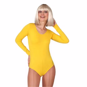 Body gelb Langarm-Body für Damen Gr. S- 3XL Unterzieher Kostüm-Zubehör Garde Tanzsport Bienen-Kostüm Fasching Karneval Mottoparty