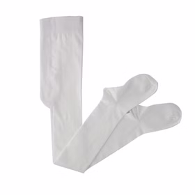 Weiße Strumpfhose 60 DEN für Damen & Kinder blickdicht Gr. 140-XL SALE Fasching Karneval Mottoparty Tanzsport Garde Weiße Feinstrumpfhose mit breitem Komfortbund und geschlossenen Fußteilen, übersichtlich auf weißem Hintergrund dargestellt.