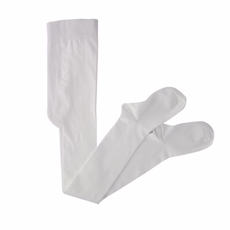 Weiße Strumpfhose 60 DEN für Damen & Kinder blickdicht Gr. 140-XL SALE Fasching Karneval Mottoparty Tanzsport Garde Weiße Feinstrumpfhose mit breitem Komfortbund und geschlossenen Fußteilen, übersichtlich auf weißem Hintergrund dargestellt.