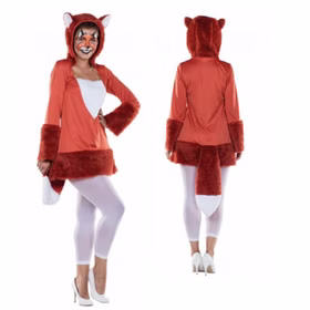 Fuchs Kostüm Füchsin für Damen Gr. 34-48 Kleid braun mit Stulpen Tier Tierkostüm Fuchskleid Fasching Karneval Mottoparty