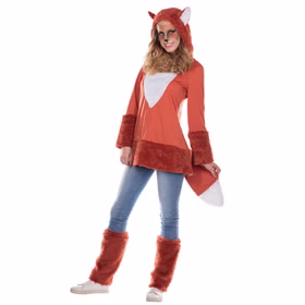 Fuchs Kostüm Füchsin für Damen Gr. 34-48 Kleid braun mit Stulpen Tier Tierkostüm Fuchskleid Fasching Karneval Mottoparty