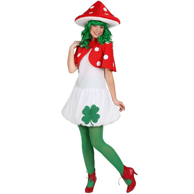 Fliegenpilz Kostüm für Damen 36- 46 bunt Pilz-Kleid Fasching Karneval Mottoparty Garten Natur Wald Glücksbringer Glückspilz