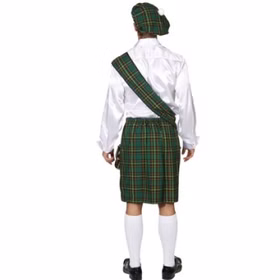 Schotten-Set grün Schotten-Rock Barett & Schärpe für Herren Fasching Karneval Mottoparty Andere Länder Highlands