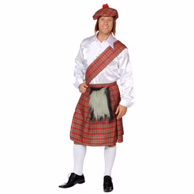 Schotten Kostüm Set Schottenrock Mütze & Schärpe für Herren Gr. 48-52 Fasching Karneval Mottoparty Kostüm-Zubehör Schottland Andere Länder Highlands